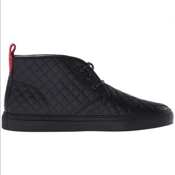 Leather Quilted Black Del Toro Chukka Sneakers Size 10 Made in Italy